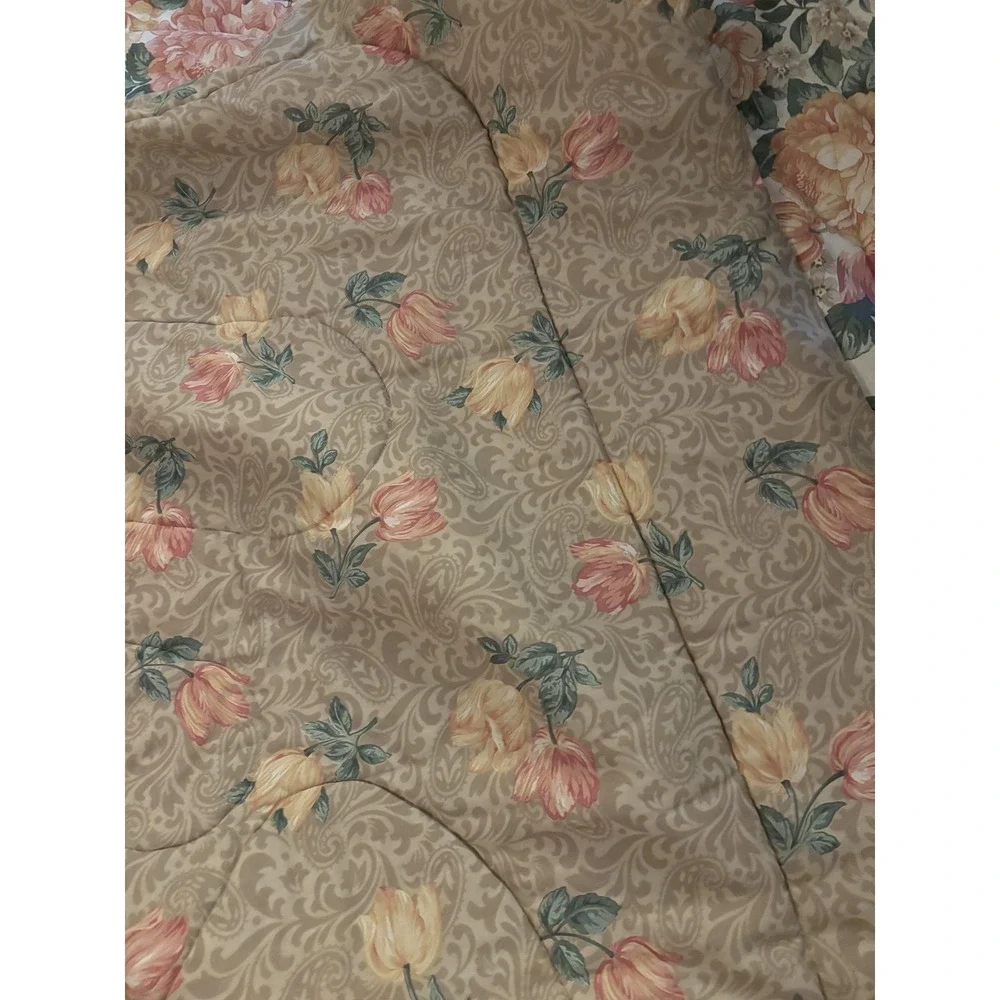 Dan River Reversible Floral Comforter Peony Rose Print Made In USA Bedding 86x86
